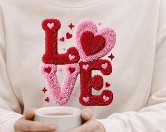 Love Sweatshirt, Valentine Gift for Her Him, Cozy Couple Matching Shirt, Heart Love Design