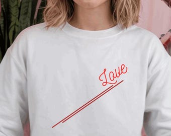 Minimalist Love Script Sweatshirt, Romantic Graphic Tee