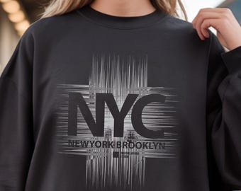 NYC Streetwear Sweatshirt, Brooklyn Urban Style, Minimalist Crewneck