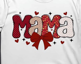 Mama Valentine Sweatshirt, Heart Bow Graphic Crewneck