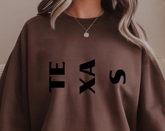 Boston Sweatshirt, Vertical Print Crewneck, Minimalist Streetwear