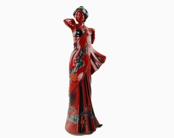 Large Vintage Royal Doulton Flambe Glaze Limited Edition Numbered Figurine Eastern Grace with Certificate of Authenticity 12.5&quot; Tall