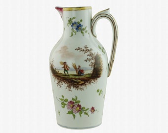Antica brocca per la crema in maiolica con manici policromi Veuve Perrin del XVIII secolo