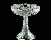 Antique ABP Wheel Cut Scottish Thistle Tall Crystal Centerpiece Compote