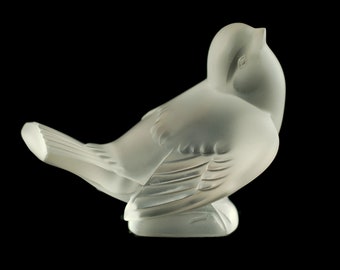 Lalique Partridge Signed Lalique Game Bird Figure Holiday Birds Crystal Frosted Grouse