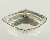 Antique Whiting Sterling Silver Rectangular Open Vegetable Bowl Bon Bon Dish with Fluted Decoration and Scalloped Rim with Scrolls