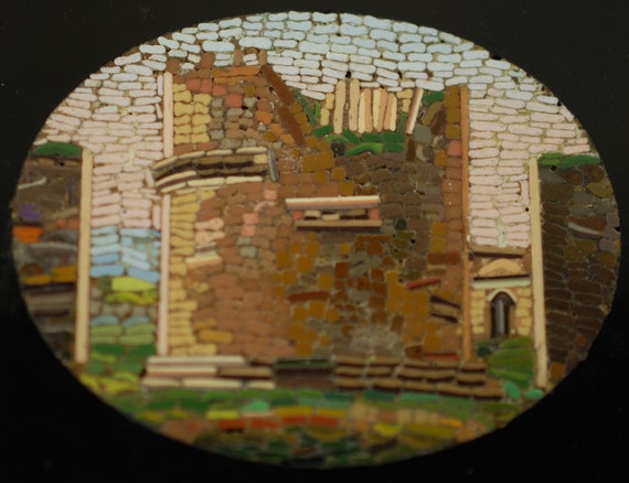 Antique Italian Architectural Micro Mosaic Brooch… - image 2