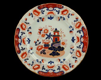 Antique 1830 Hicks, Meigh and Johnson "Helter Skelter" Imari Style Dinner Plate