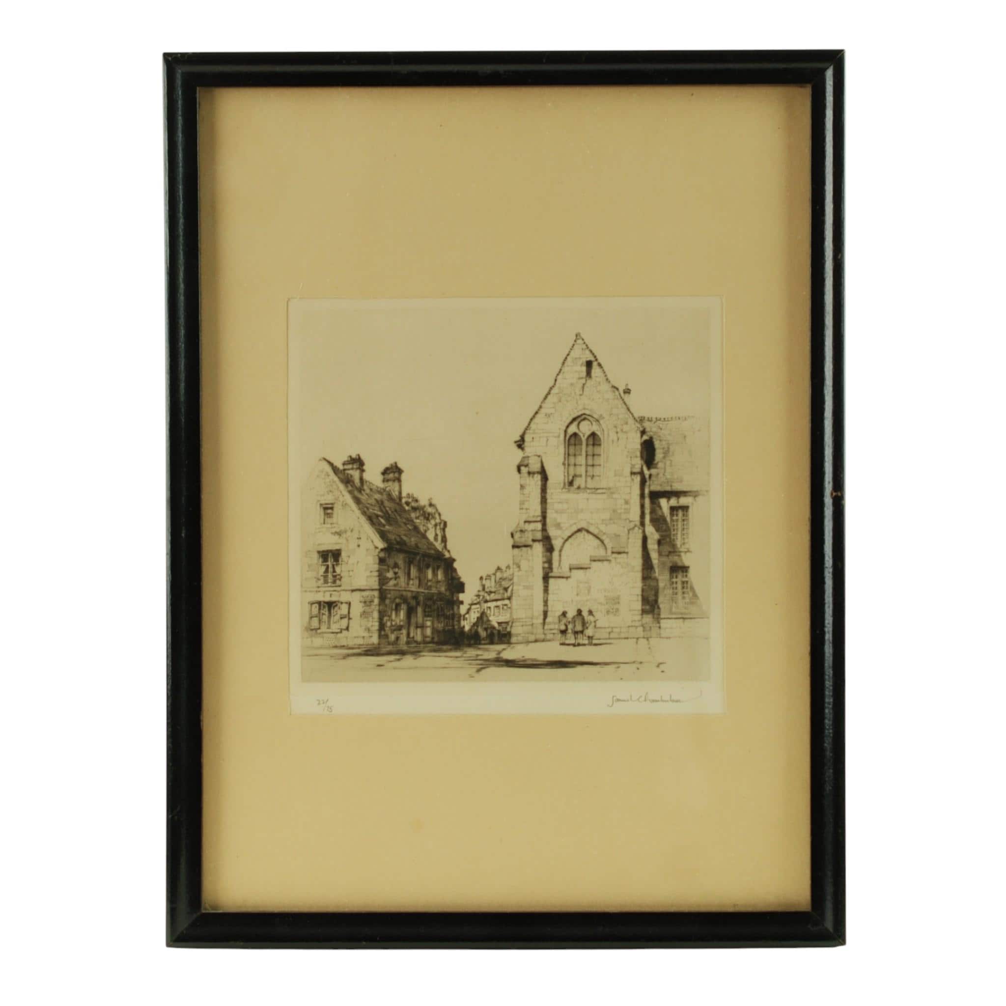 Antique Samuel Chamberlain Pencil Signed Limited Edition Etching