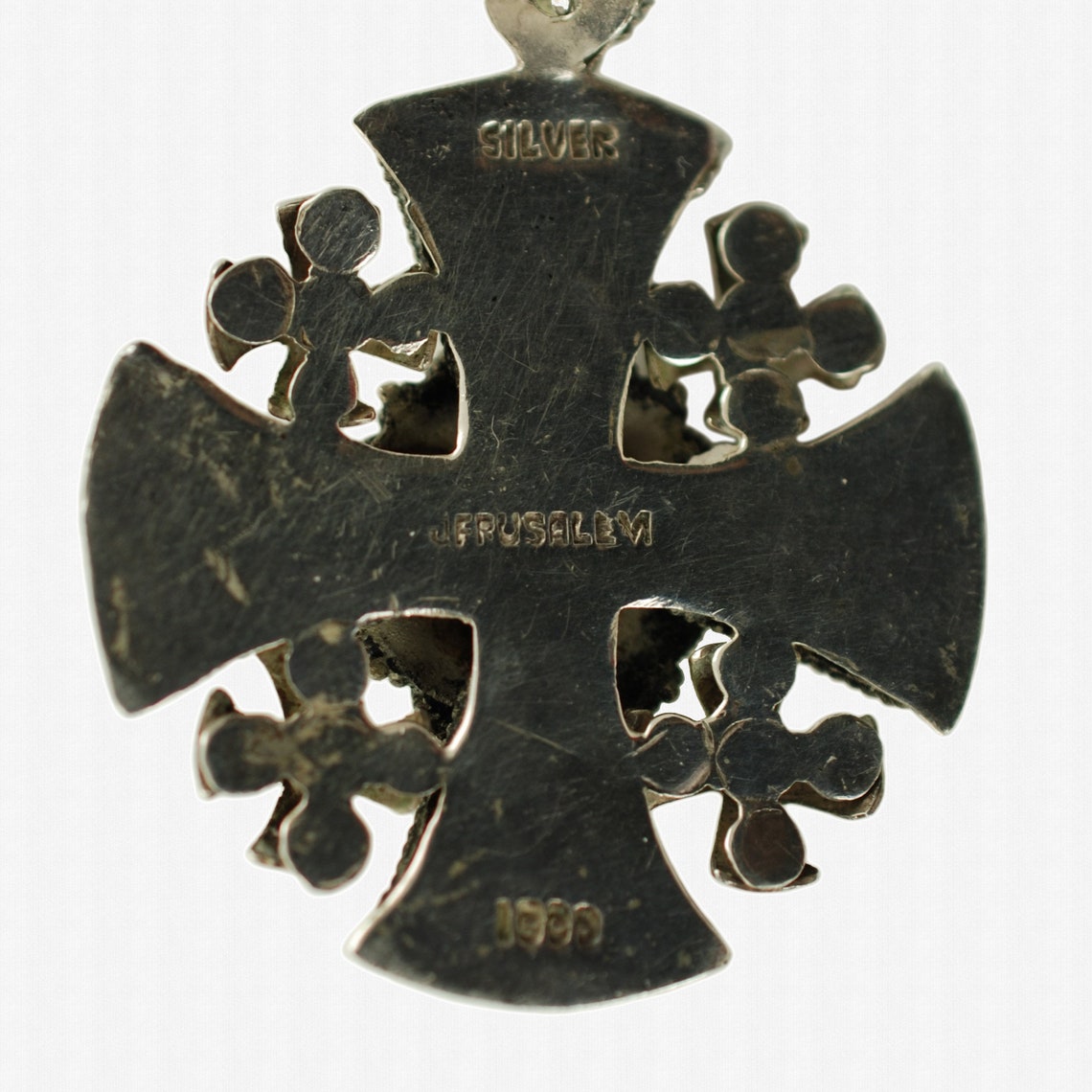 Vintage 1000 Pure Silver Jerusalem Crusaders Cross Pendant Etsy