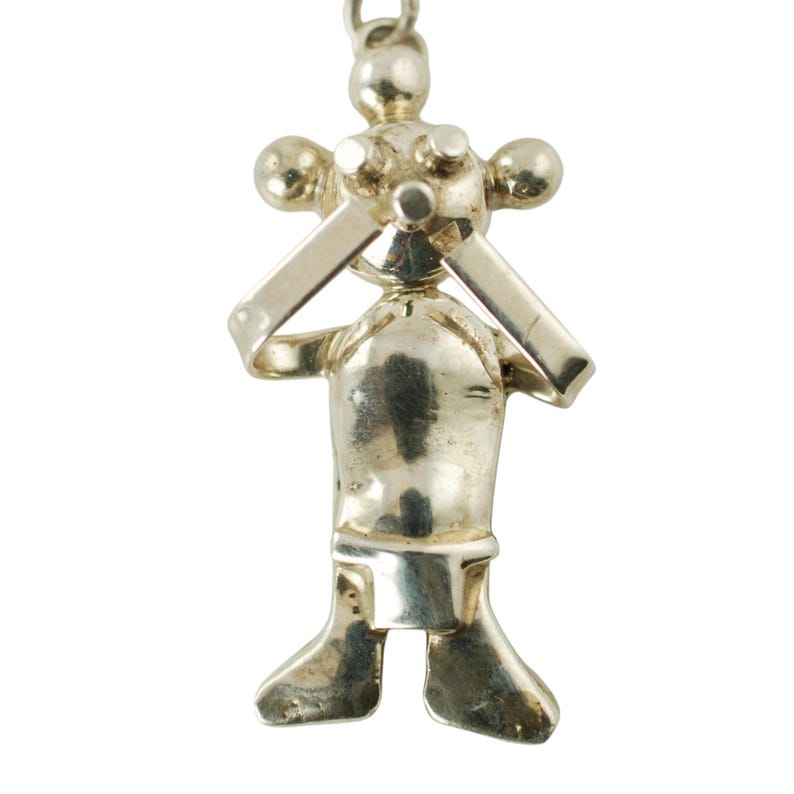 Vintage Sterling Silver Koyemsi Mudhead Kachina Dimensional Pendant and Earring Set Artist Signed MC image 5