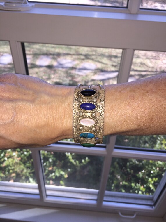 The Best Vintage Del Vandever Coral Lapis Native American Jewelry Silver Motif Bracelet The Best Vintage Del Vandever Coral Lapis Native American Jewelry Silver Motif Bracelet