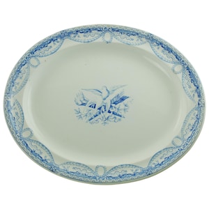 Large Antique Wedgwood Pearlware Robert Adam Neoclassical Style 16.5" Oval Platter Peace Doves and Crossed Flaming Torch and Quiver Motif image 1