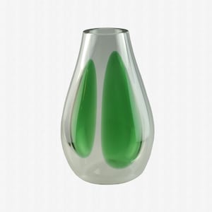 Vintage Baccarat Clear Crystal 11" Vase with Emerald Green Accents