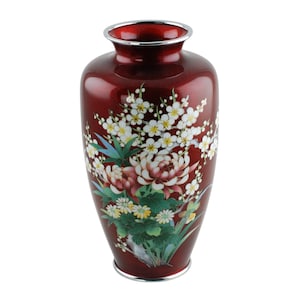 Vintage Japanese Ando Cloisonné Enamel and Embossed Foil Ginbari Vase