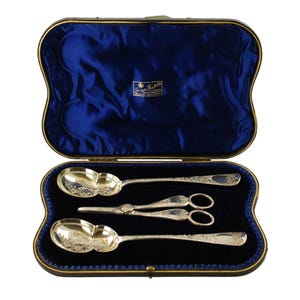 Juego de 3 piezas para servir frutas en plata de ley inglesa antigua, de George Jackson y David Fullerton