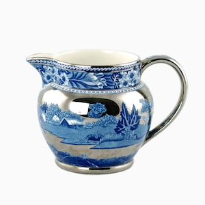 Vintage Wedgwood Fallow Herten Blauw Zilver Glans Pitcher