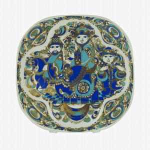 Vintage Bjorn Wiinblad for Rosenthal Studio Linie Limited Edition 1978 Christmas Three Magi Glass Platter Limitierte Kunstreihen