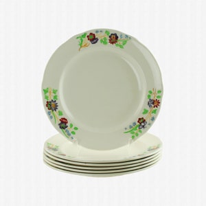 Antique Copeland Spode Hand Painted Golden State 7.5&quot; Dessert Plates - Set of 6
