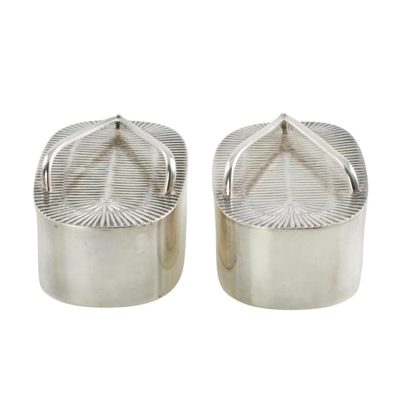 Vintage Japanese 950 Sterling Silver Geishsa Maiko Okobo Sandal Salt and Pepper Shakers, Asahi Shoten image 6