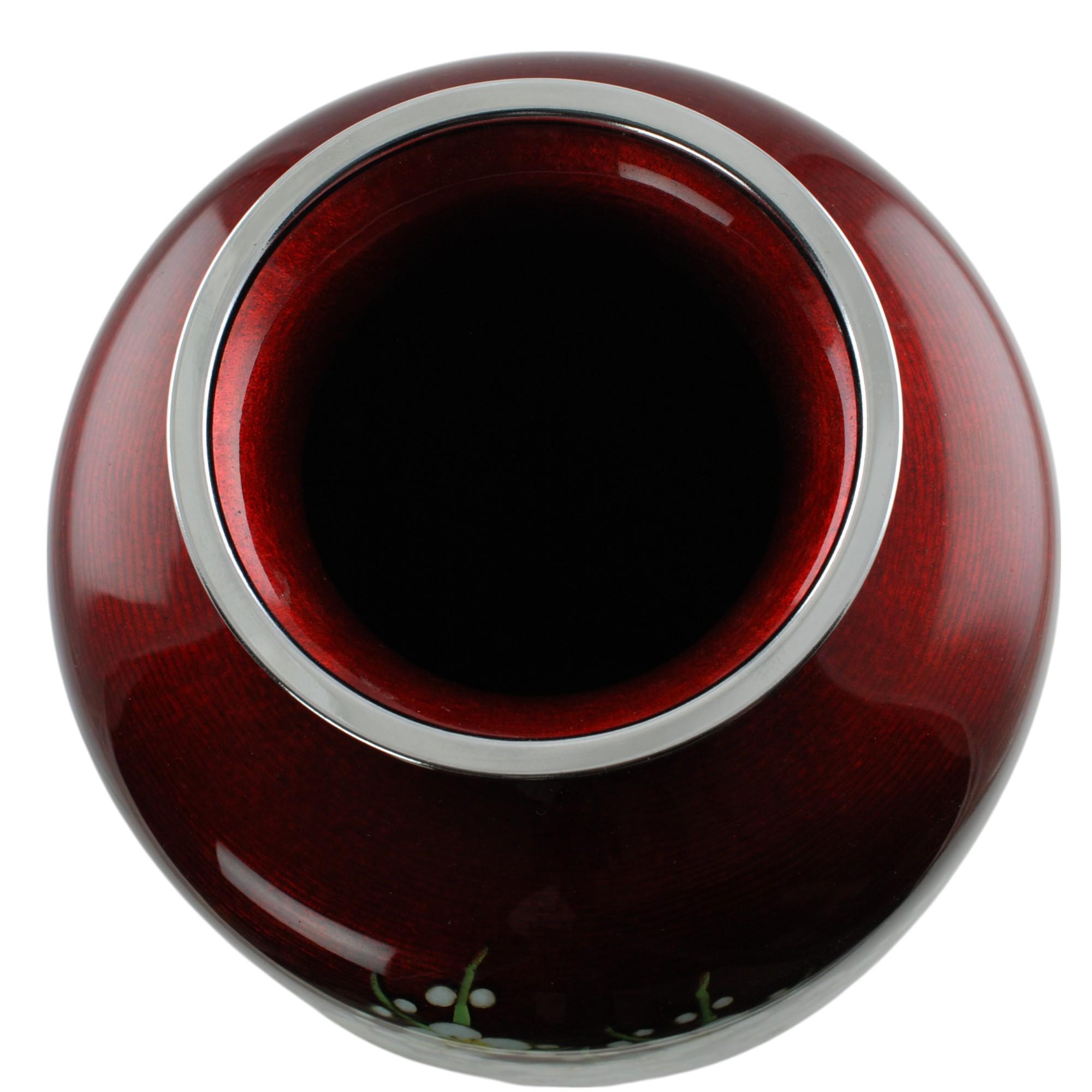 ヴィンテージの日本製安藤七宝焼きとエンボス箔を使用した銀針花瓶