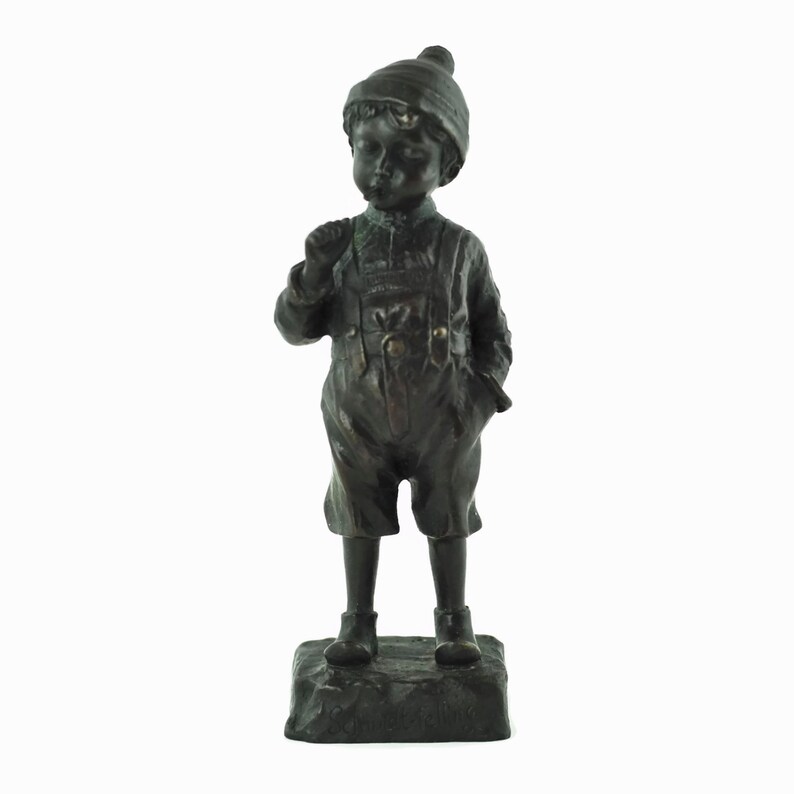 Antique 'Smoking Boy' Bronze Figure after Julius Paul image 0