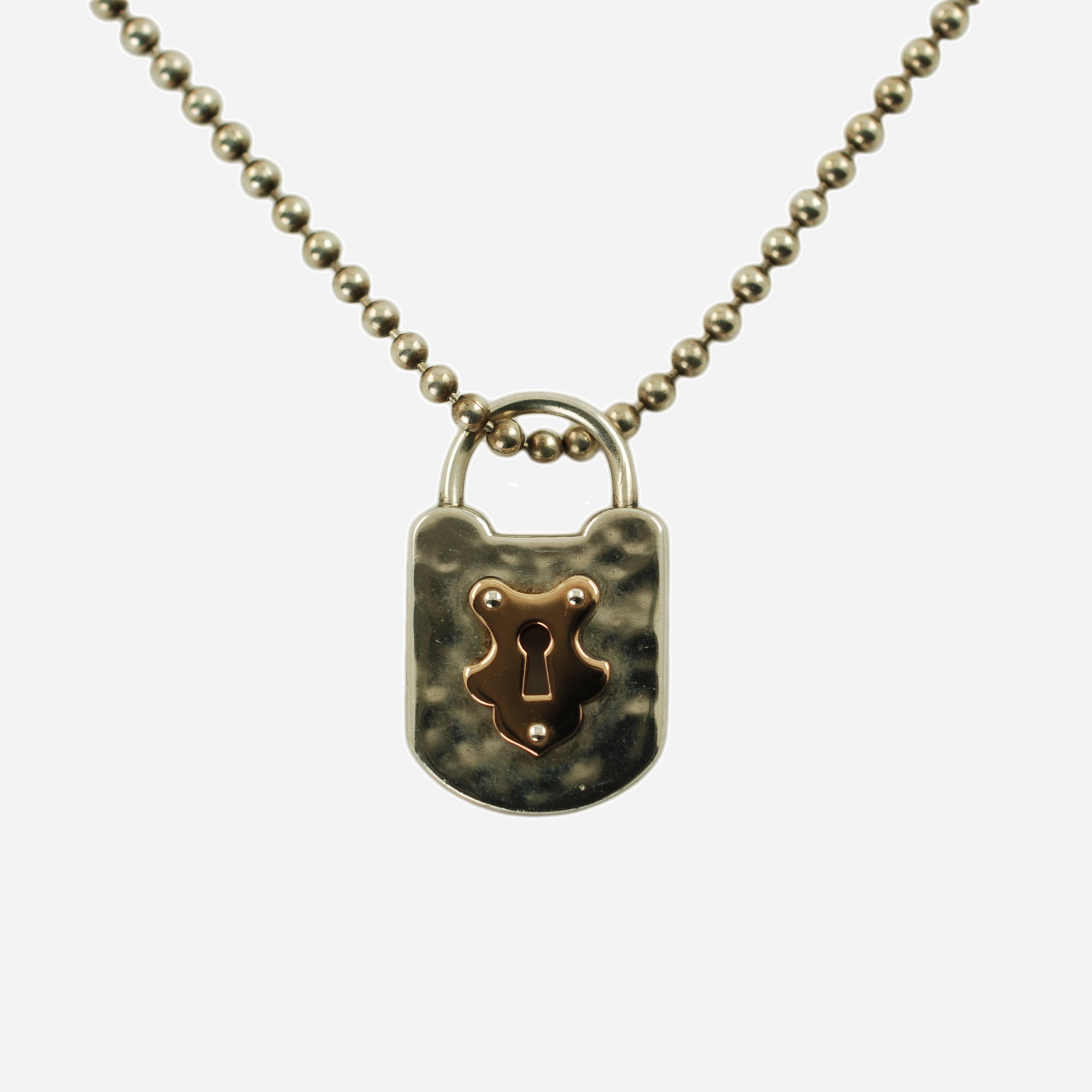 Allie Padlock Link Necklace in Sterling Silver - Lock Necklace
