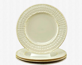 Vintage Belleek Limpet Yellow Salad Dessert Plates Fourth Mark First Green Mark Set of 4