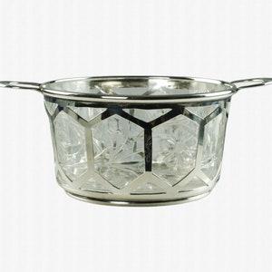 Antique ABP Floral and Foliate Dish with Whiting Double Handled Sterling Silver Holder