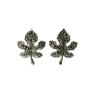 Vintage Sterling Silver and Marcasite Maple Leaf Brooch Pin and Earring Set Demi Parure 19.9 Grams image 7