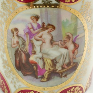 Antique Royal Vienna Style Porcelain Lidded Jelly Jar with Raised Gilt Beaded Decoration and Matching Underplate image 3