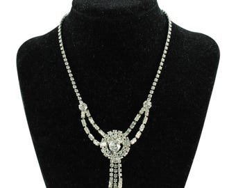 Collar con colgante de diamantes de imitación Weiss vintage, raro y llamativo, ideal para novias.