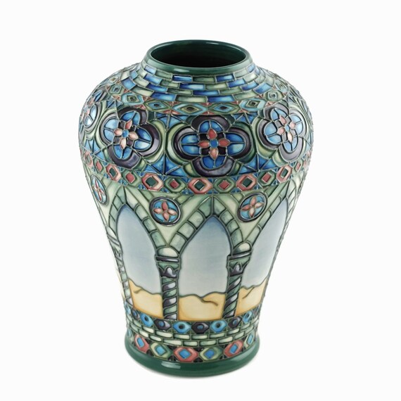 Vintage Moorcroft Pottery Meknes Day Vase Signed And Numbered Etsy