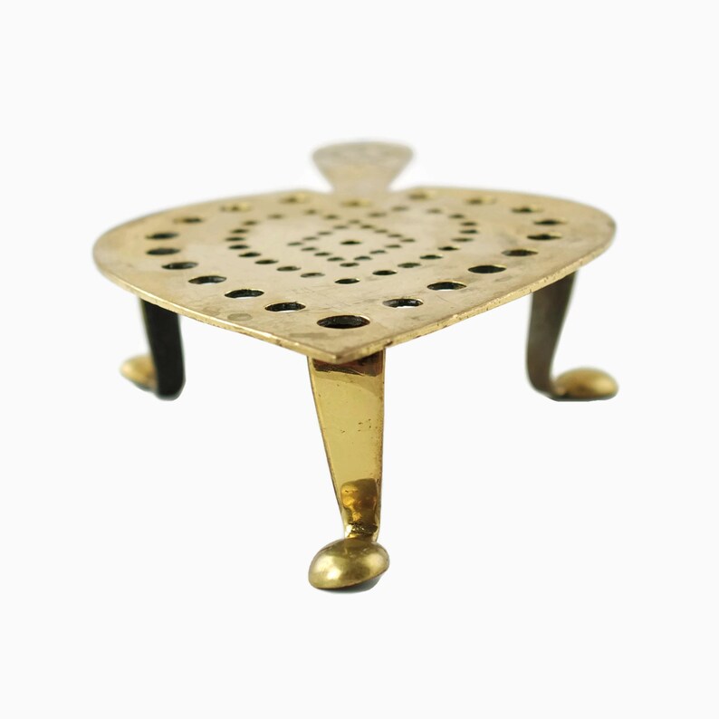 Vintage Brass Trivet Stand With Cabriole Legs and Rounded Feet Etsy