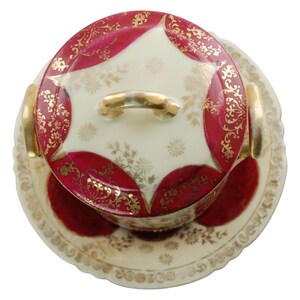 Antique Royal Vienna Style Porcelain Lidded Jelly Jar with Raised Gilt Beaded Decoration and Matching Underplate image 10
