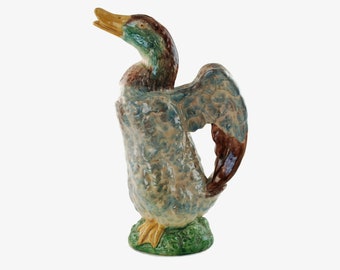 Antique Portuguese Majolica Duck Pitcher 1360