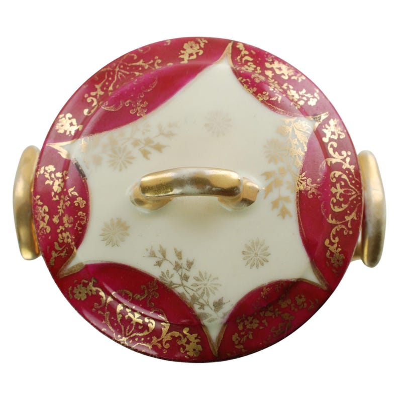 Antique Royal Vienna Style Porcelain Lidded Jelly Jar with Raised Gilt Beaded Decoration and Matching Underplate image 7