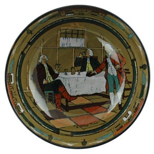 Antiek buffelaardewerk Deldare Ware "Ye Village Tavern" 9" handgeschilderde kom