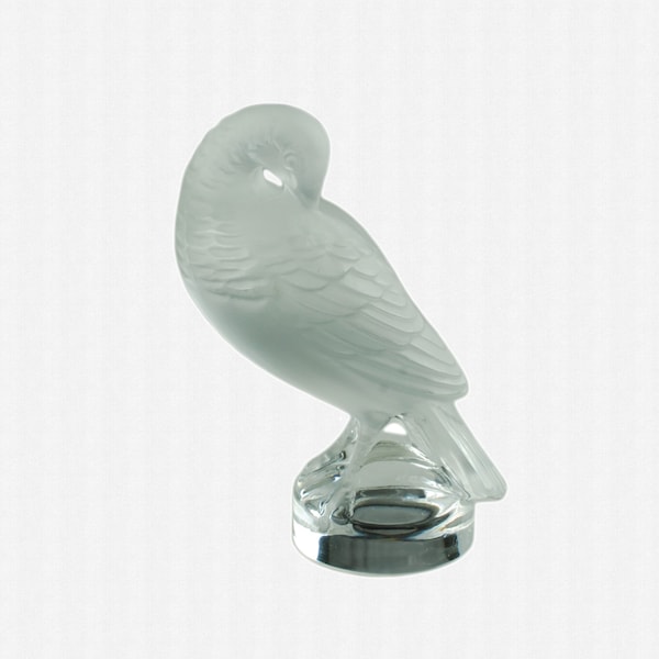 Vintage Lalique Crystal Tourterelle Preening Turtle Dove Letter Seal Paperweight