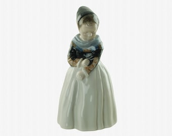 Vintage Royal Copenhagen Porcelain Amager Girl Standing Hand Painted Figurine 1251 Designed by Lotte Benter