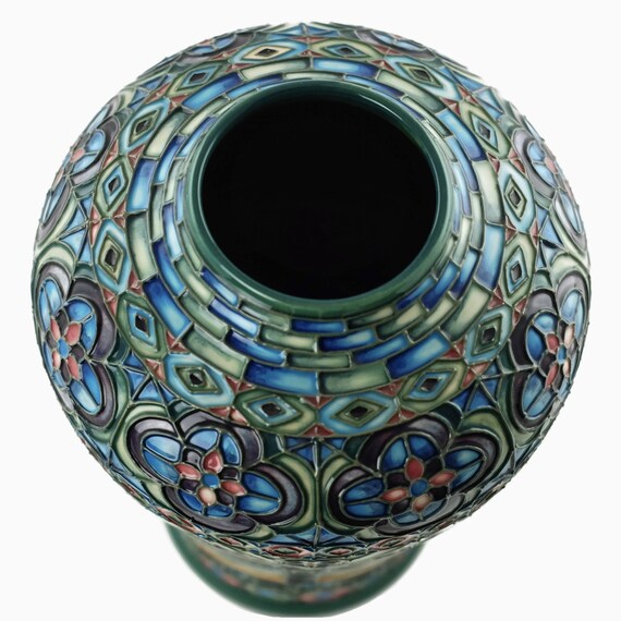 Vintage Moorcroft Pottery Meknes Day Vase Signed And Numbered Etsy
