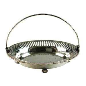 Antique Pairpoint Manufacturing Co Quadruple Silver Plate Footed Bon Bon Basket with Gallery Edge 6619