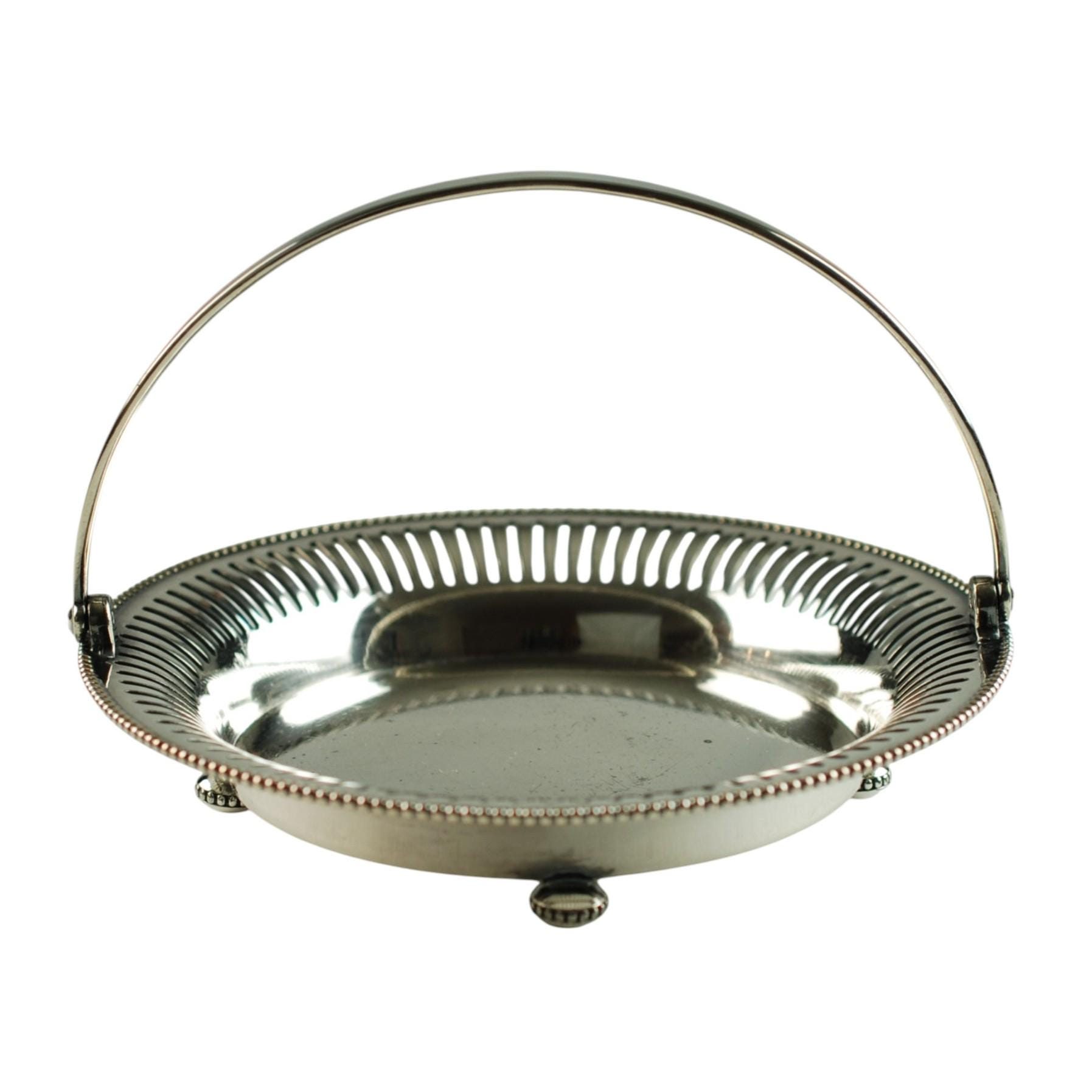 Antique Pairpoint Manufacturing Co Quadruple Silver Plate Footed Bon Basket With Gallery Edge 6619