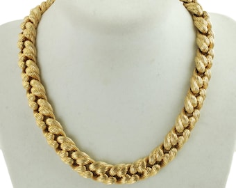 Vintage Ciner Heavy Woven Rope Motif Link Collar 15&quot; Necklace, Ciner Choker Necklace, 113 Grams