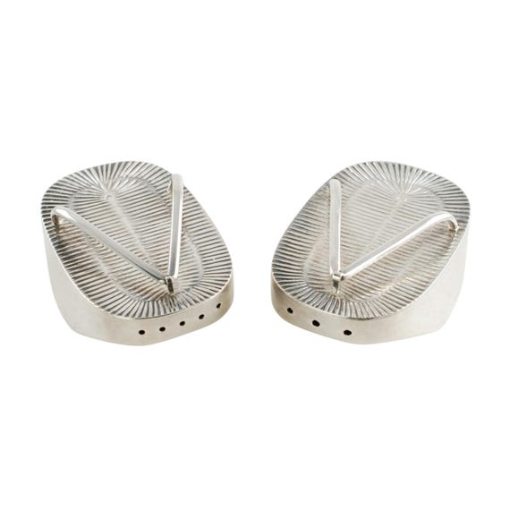 Vintage Japanese 950 Sterling Silver Geishsa Maiko Okobo Sandal Salt and Pepper Shakers, Asahi Shoten