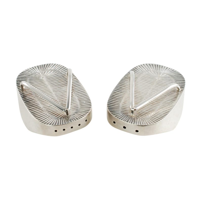 Vintage Japanese 950 Sterling Silver Geishsa Maiko Okobo Sandal Salt and Pepper Shakers, Asahi Shoten image 1