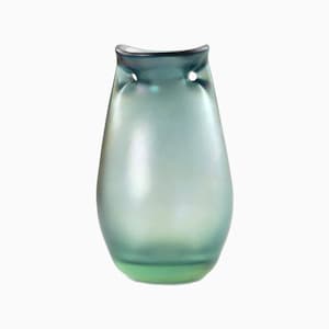 Vintage Dominick Labino Iridescent Hand Blown Art Glass Double Handled Vase