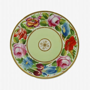 Antique English Porcelain 8.5&quot; Plate attributed to Coalport, Hand Painted Floral Decoration