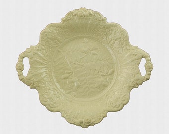 Antique English Ridgway Drabware Relief Molded Cake Plate Circa 1830