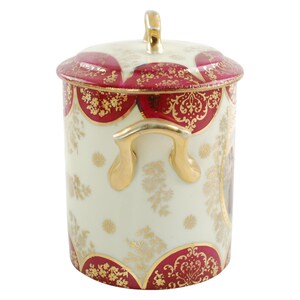 Antique Royal Vienna Style Porcelain Lidded Jelly Jar with Raised Gilt Beaded Decoration and Matching Underplate image 6